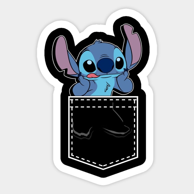 Stitch on My Pocket Sticker by Aine Creative Designs